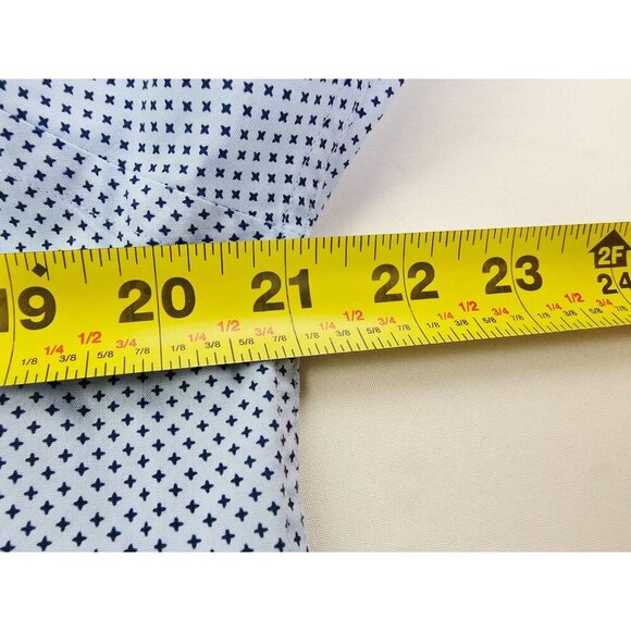 Ben Sherman Tailored Slim Fit Stretch Medium 5-15.5 32/33 Blue X Pattern Shirt - Picture 2 of 9